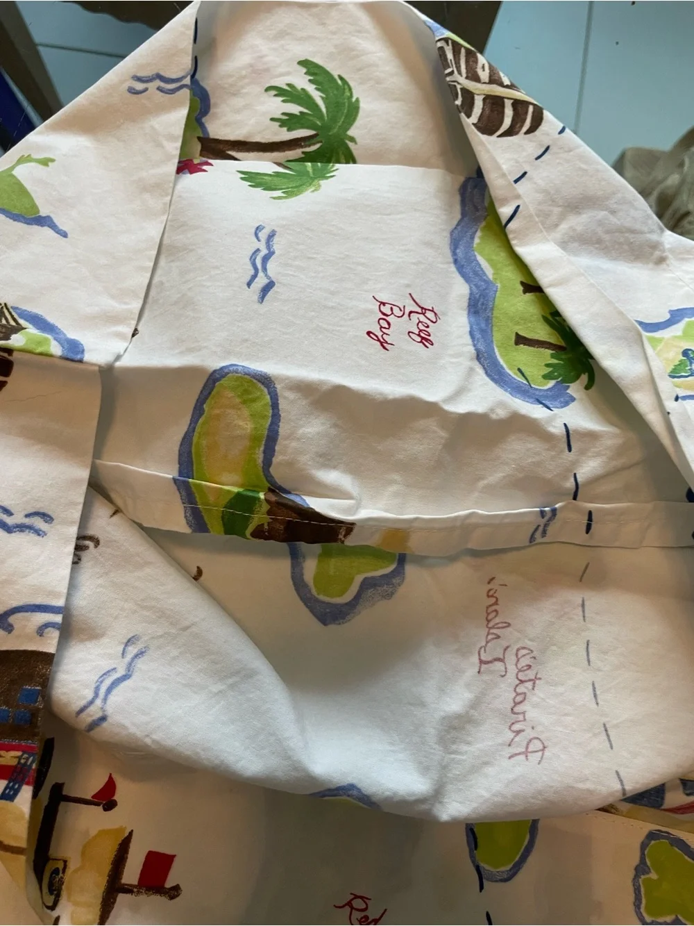 2 Pottery Barn Kids White Pirate Treasure Map Pillowcases